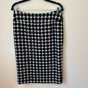 Lafayette 148 New York Black and White Pencil Skirt Knee-Length